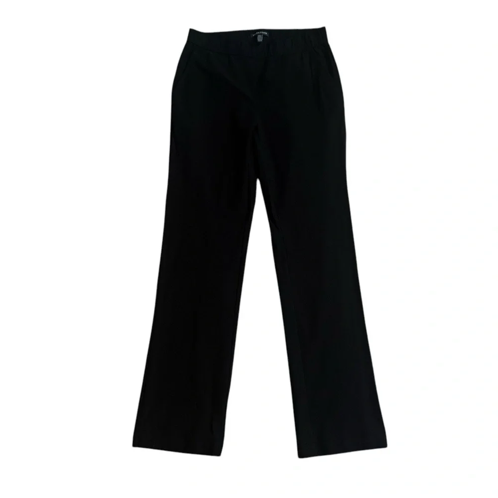 Eileen Fisher Black Straight Pant with Stretch Elastic Waistband Womens Size XS - Picture 2 of 12